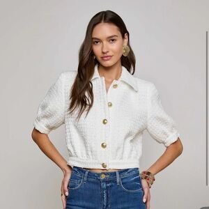 L'Agence Cove White Tweed Cropped Jacket NWOT